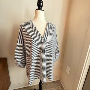 Striped Raglan-Sleeve Blouse